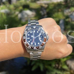 Custom Made MODS Watch with GMT Automatic Movement Silver Case Red Black Coke